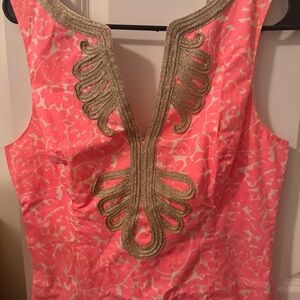 Lilly Pulitzer pink and gold shift dress